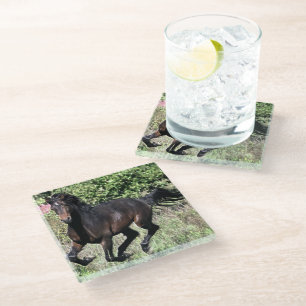 Galloping Chestnut Horse Glass Coaster