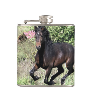 Galloping Chestnut Horse Hip Flask