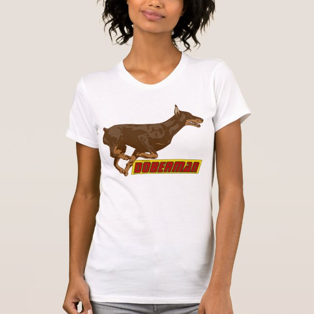 Galloping Doberman-red T-Shirt (Front)