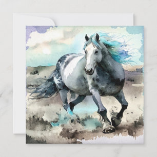 Galloping Draught Horse Watercolour  Holiday Card