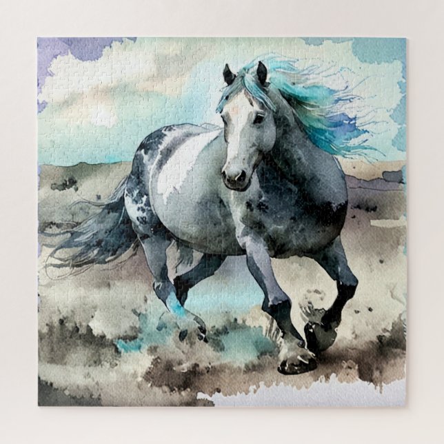 Galloping Draught Horse Watercolour  Jigsaw Puzzle (Vertical)