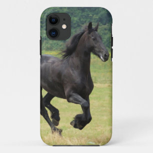 Galloping Friesian Horses iPhone 11 Case