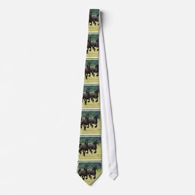 Galloping Friesian Horses Tie (Front)