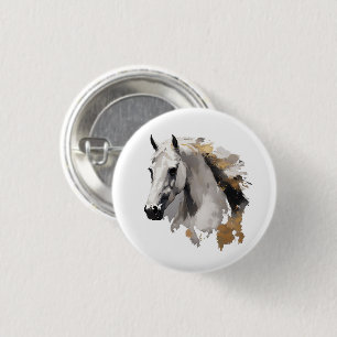 Galloping Grace White Horse Art 3 Cm Round Badge