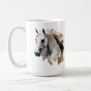 Galloping Grace White Horse Art Coffee Mug