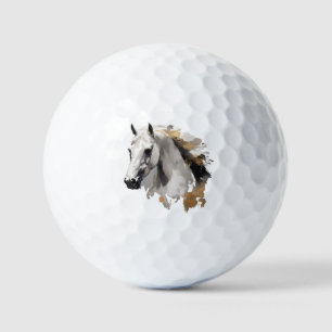 Galloping Grace White Horse Art Golf Balls