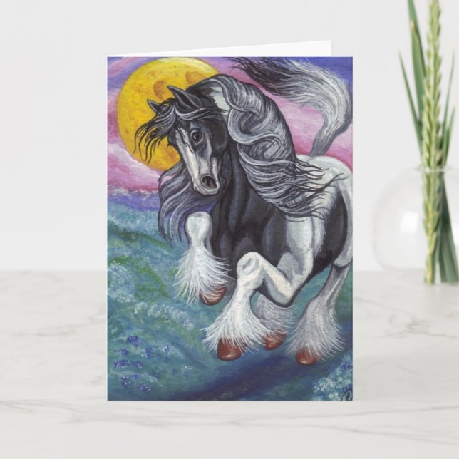 GALLOPING GYPSY HORSE Moon Note Card (Front)