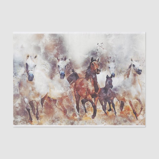 Galloping Herd of Horses Tissue Paper (Front)