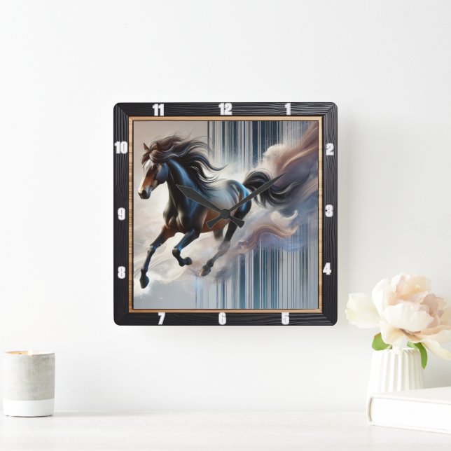 Galloping Horse Artistic Square Wall Clock (Home)