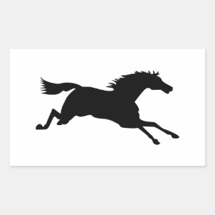 Galloping Horse Black Animal Silhouette Rectangular Sticker