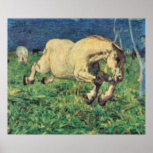 Galloping Horse by Giovanni Segantini, Vintage Art Poster