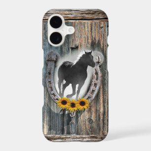 Galloping Horse Cowboy Boots Horseshoe Sunflowers