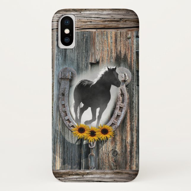 Galloping Horse Cowboy Boots Horseshoe Sunflowers Case-Mate iPhone Case (Back)