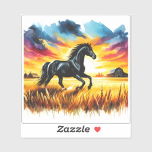 Galloping Horse in Golden Fields
