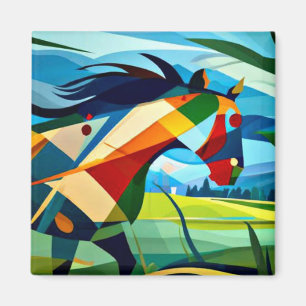 Galloping Horse in meadow Magnet