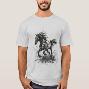 Galloping Horse Stencil Art T-Shirt