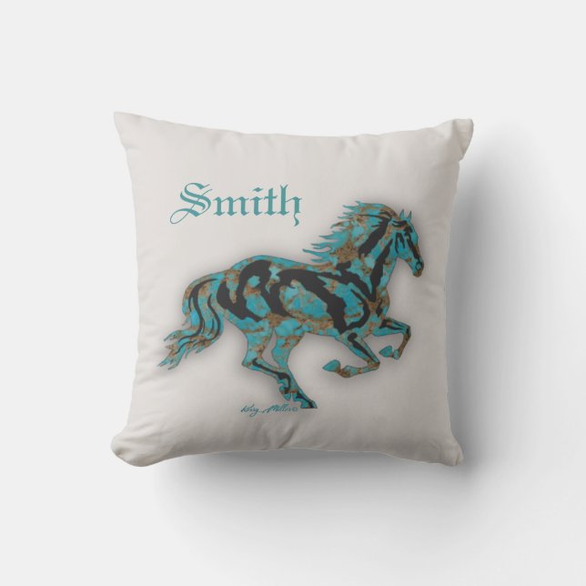 Galloping Horse Throw Pillow (Front)