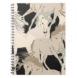 Galloping horse vintage seamless pattern. Square b Notebook