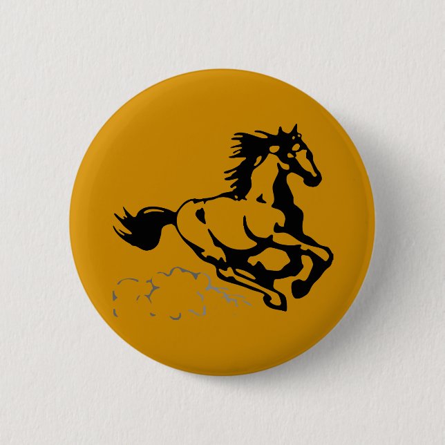 Galloping Horse Wild and Free 6 Cm Round Badge (Front)