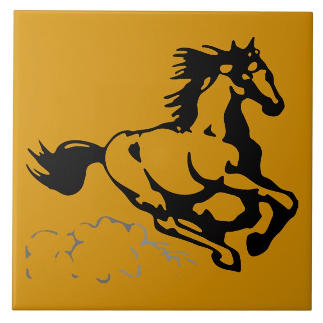 Galloping Horse Wild and Free Ceramic Tile (Front)
