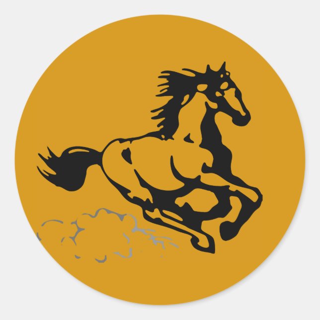 Galloping Horse Wild and Free Classic Round Sticker (Front)