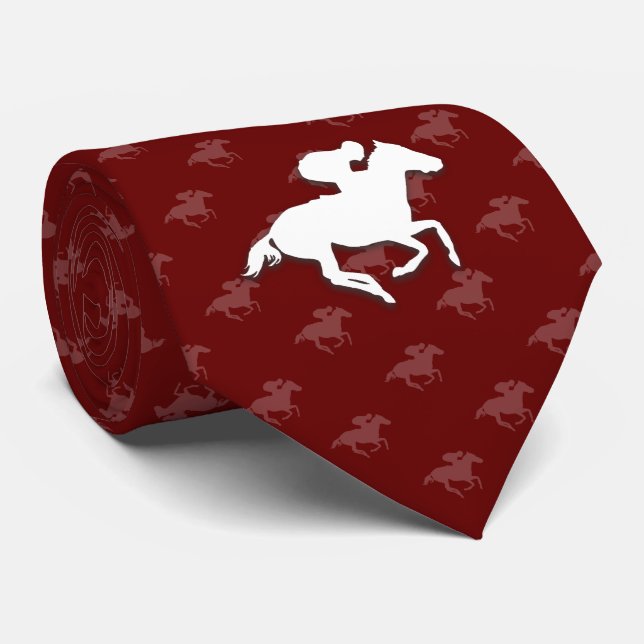 Galloping Horseman | Dark Red Sports Gifts Tie (Rolled)