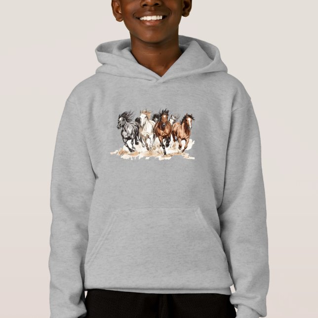 Galloping Horses Kids Sweatshirt (Front)