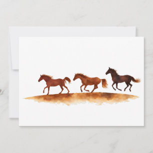 Galloping Horses on Watercolor Plain Invitation