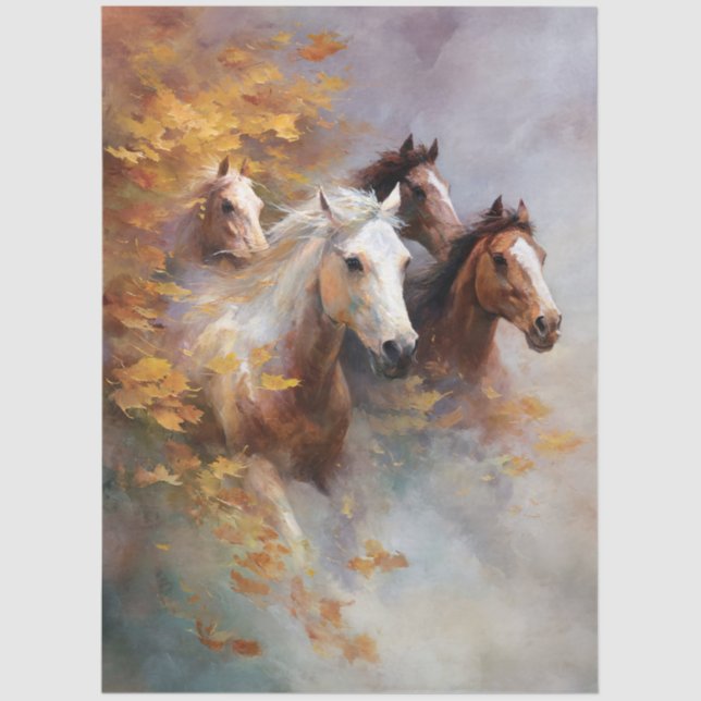 Galloping Horses Through Autumn Mist Tissue Paper (Front)