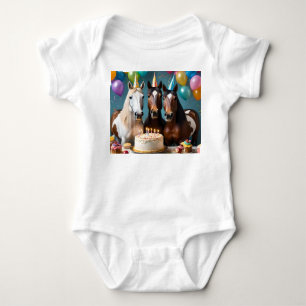 Galloping into Fun: A Horse Birthday Celebration Baby Bodysuit