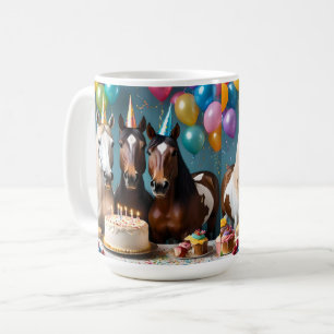 Galloping into Fun: A Horse Birthday Celebration Coffee Mug