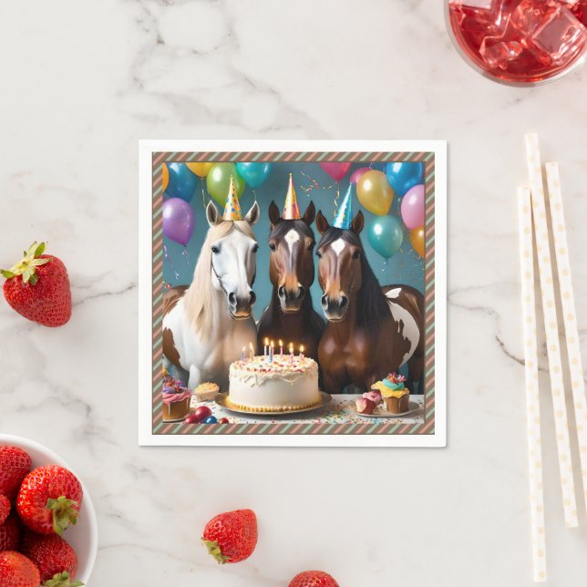 Galloping into Fun: A Horse Birthday Celebration Napkin (Insitu)