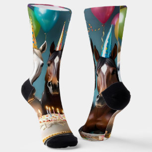 Galloping into Fun: A Horse Birthday Celebration Socks