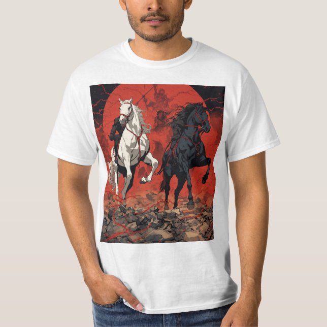: Galloping Joy: Cartoon Horses in Motion T-Shirt (Front)