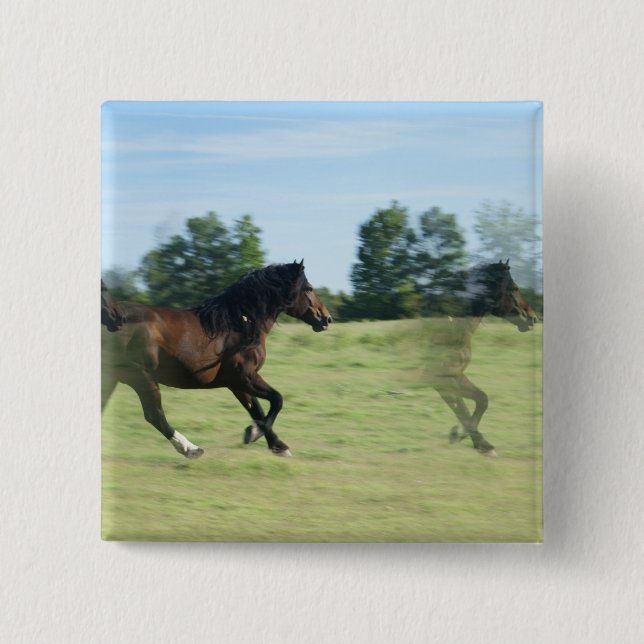 Galloping Mustangs Square Pin (Front)