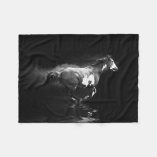 Galloping Pinto Horse and Smoke Fleece Blanket