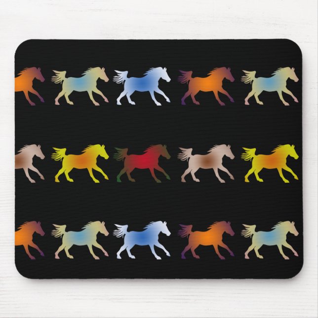 Galloping Ponies on Black Mouse Pad (Front)