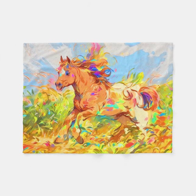 Galloping Pony - Children's Book Art Fleece Blanket (Front (Horizontal))