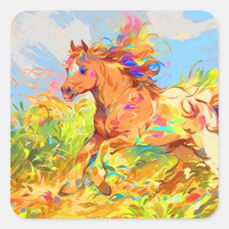 Galloping Pony - Children's Book Art Square Sticker