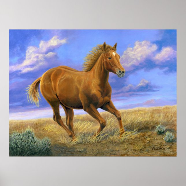 Galloping Quarter Horse Painting - Poster (Front)