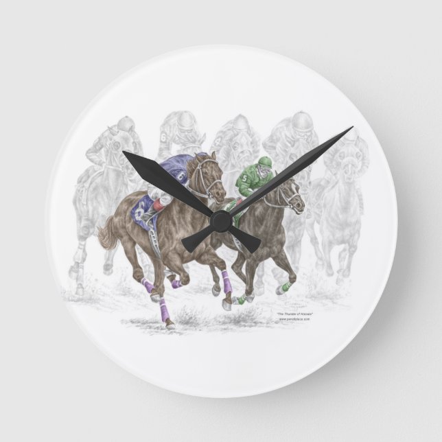 Galloping Race Horses Round Clock (Front)