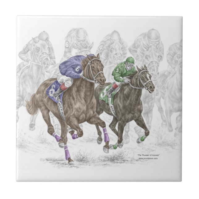 Galloping Race Horses Tile (Front)