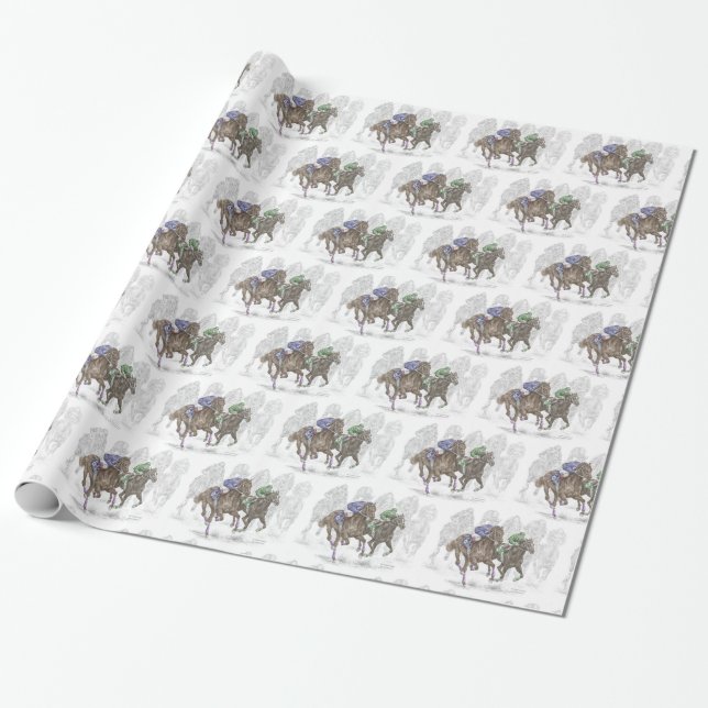 Galloping Race Horses Wrapping Paper (Unrolled)
