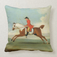 Galloping Racehorse and mounted Jockey in Red (oil