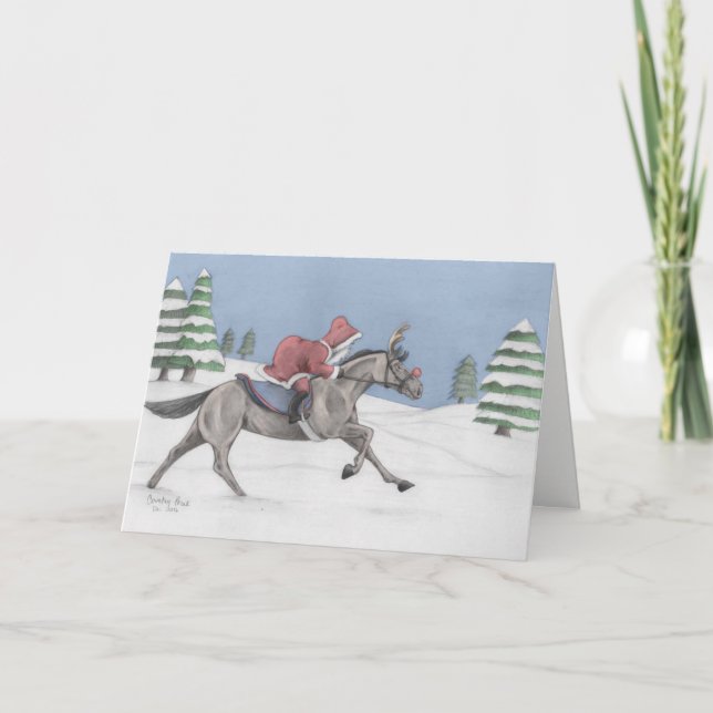 Galloping Santa Holiday Card (Front)