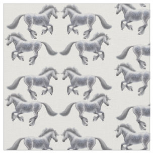 Galloping Shire Draught   Horses Fabric