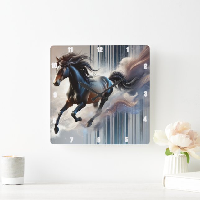 Galloping Sophisticated Of A  Horse Artistic Square Wall Clock (Home)