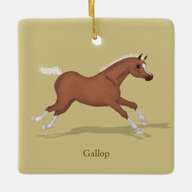 Galloping Sorrel Gaits of the Horse Equestrian Ceramic Ornament (Front)