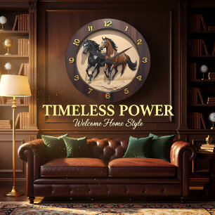Galloping Stallions Desert Sand Large Clock