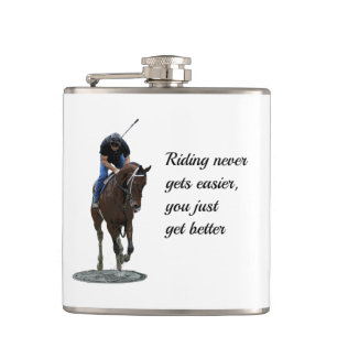 Galloping Thoroughbred Horse And Rider Drink Flask
